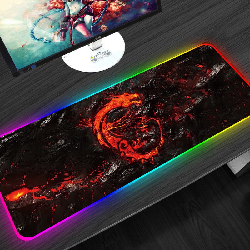900x400mm RGB Gaming Mouse Pad Large XXL Red Color Dragon Pattern LED