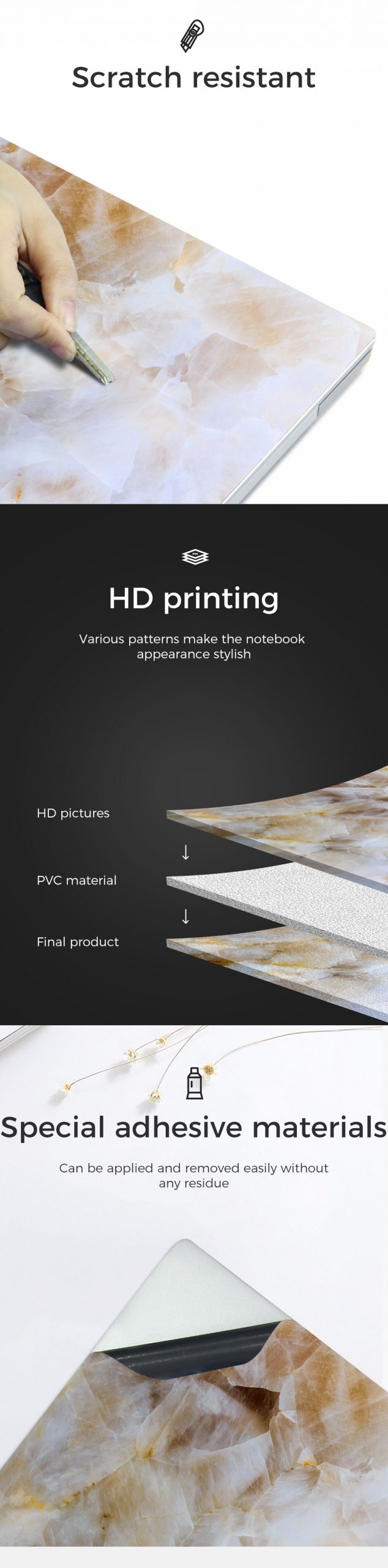Marble Grain Laptop Skin Sticker 15.6 Marble Grain Laptop Skin Sticker 15.6