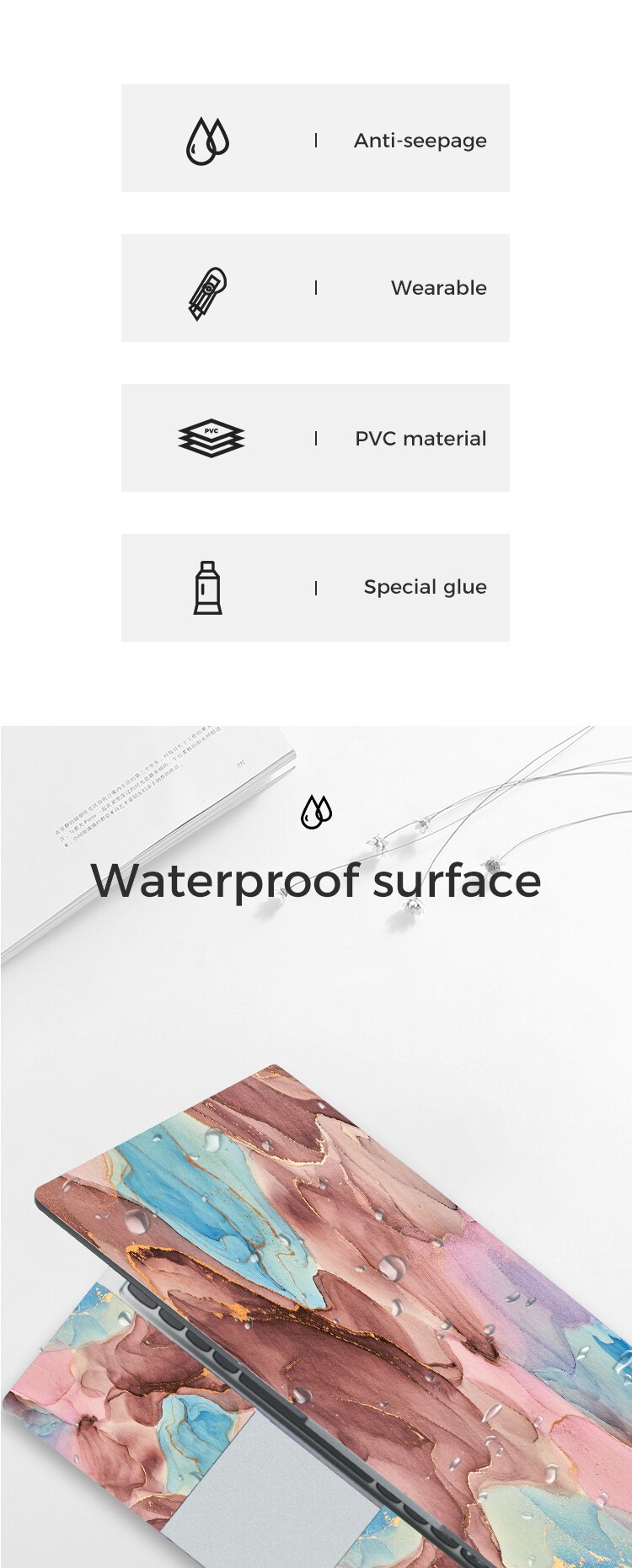 Marble Grain Notebook Sticker 13.3