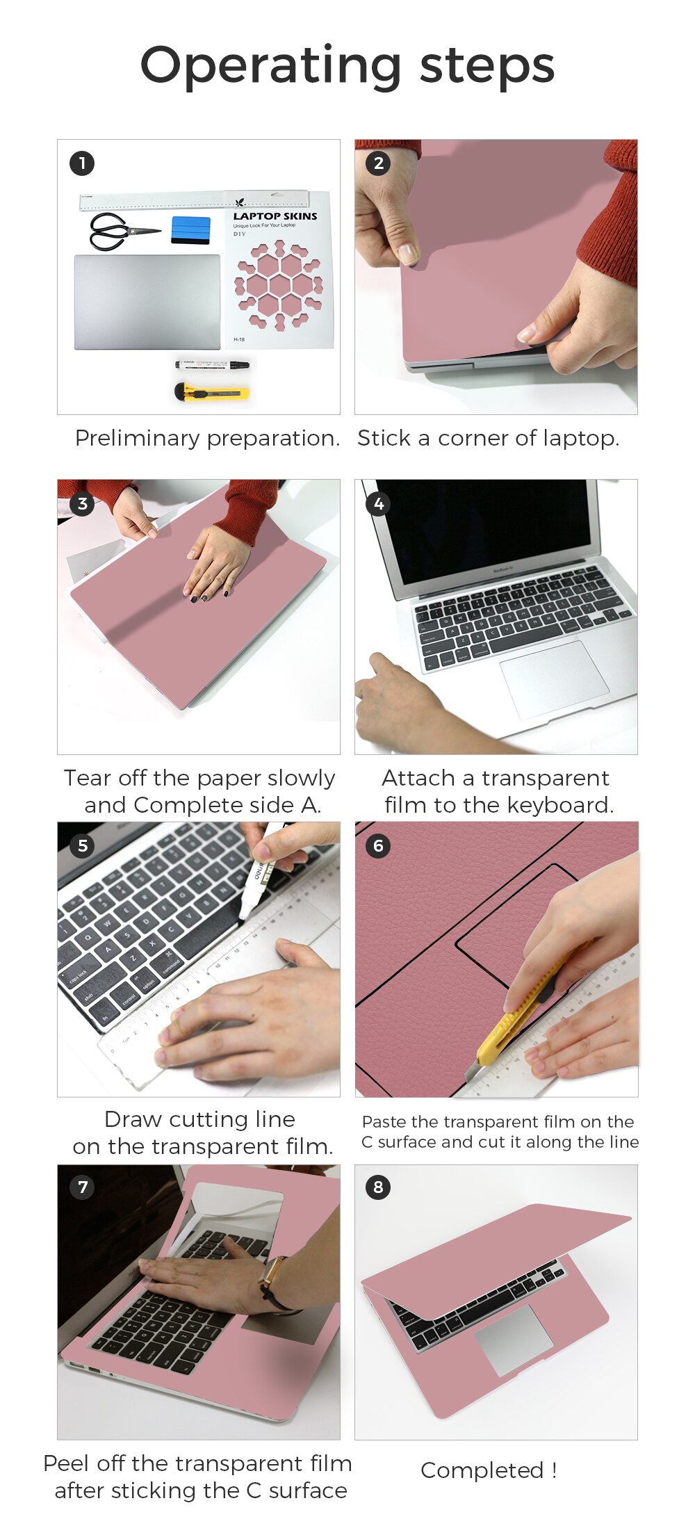 Rose Pink laptop Sticker Cover Macbook accessories Decal Skin Solid color Cover for Notebook PC Protector skins Rose Pink laptop Sticker Cover Macbook accessories Decal Skin Solid color Cover for Notebook PC Protector skins