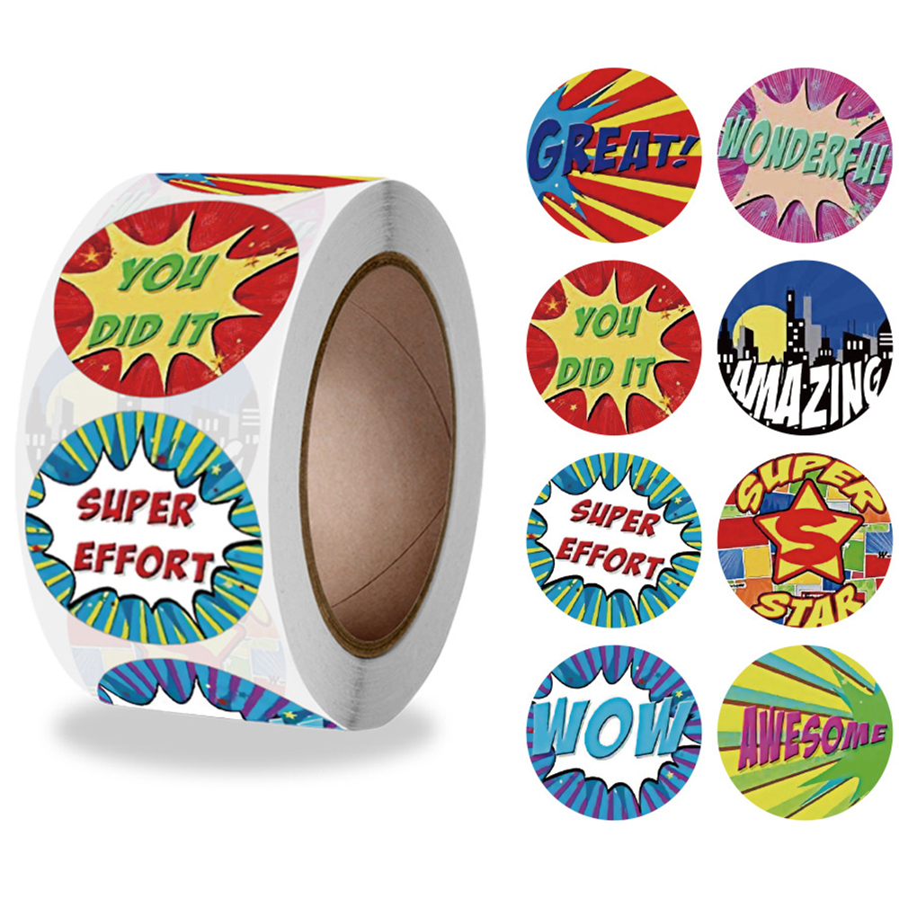 500pcs/Roll English Stickers Kids Toy Teacher Reward Stickers School Classroom Supplies Motivational Stickers For Children Gifts 500pcs/Roll English Stickers Kids Toy Teacher Reward Stickers School Classroom Supplies Motivational Stickers For Children Gifts