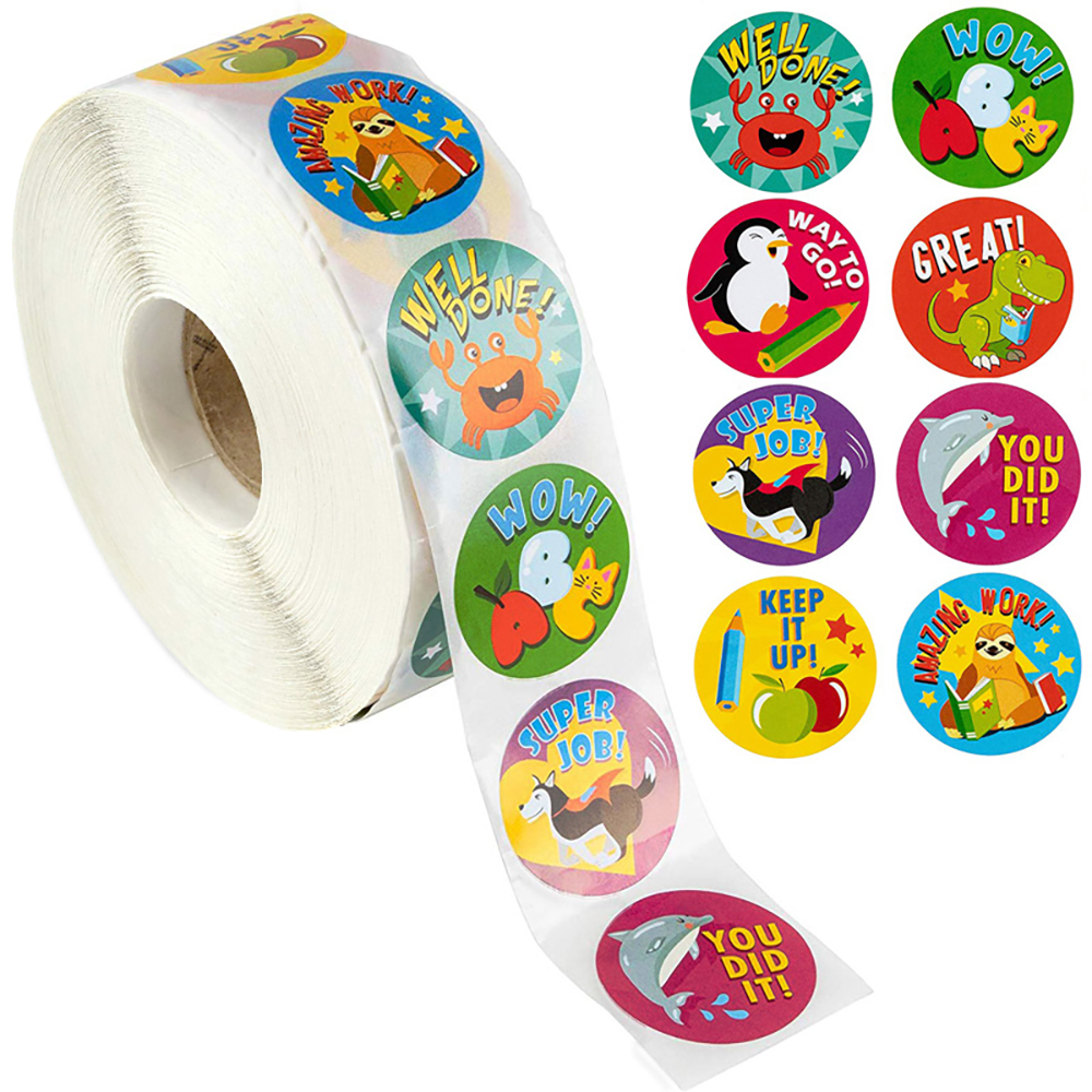 New 500 Pcs/Roll Reward Stickers Teachers Fun Motivational Incentive Stickers Kids Trendy Animal Meme Toys For Boys Girls Gifts New 500 Pcs/Roll Reward Stickers Teachers Fun Motivational Incentive Stickers Kids Trendy Animal Meme Toys For Boys Girls Gifts
