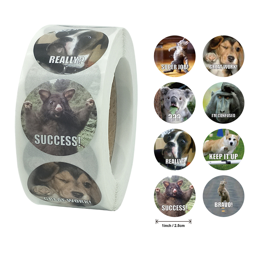 New 500 Pcs/Roll Reward Stickers Teachers Fun Motivational Incentive Stickers Kids Trendy Animal Meme Toys For Boys Girls Gifts New 500 Pcs/Roll Reward Stickers Teachers Fun Motivational Incentive Stickers Kids Trendy Animal Meme Toys For Boys Girls Gifts