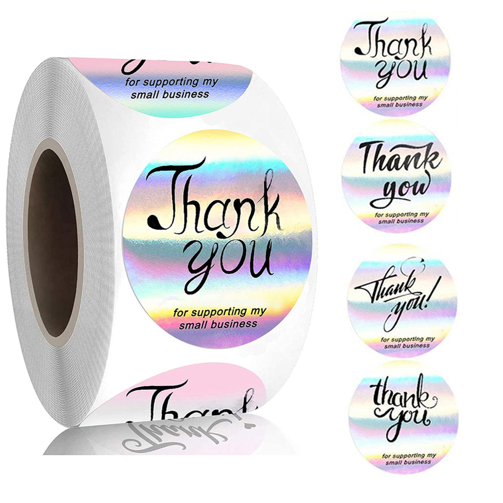 100-500pcs Rainbow Laser Thank You Stickers 1inch Small Business ...