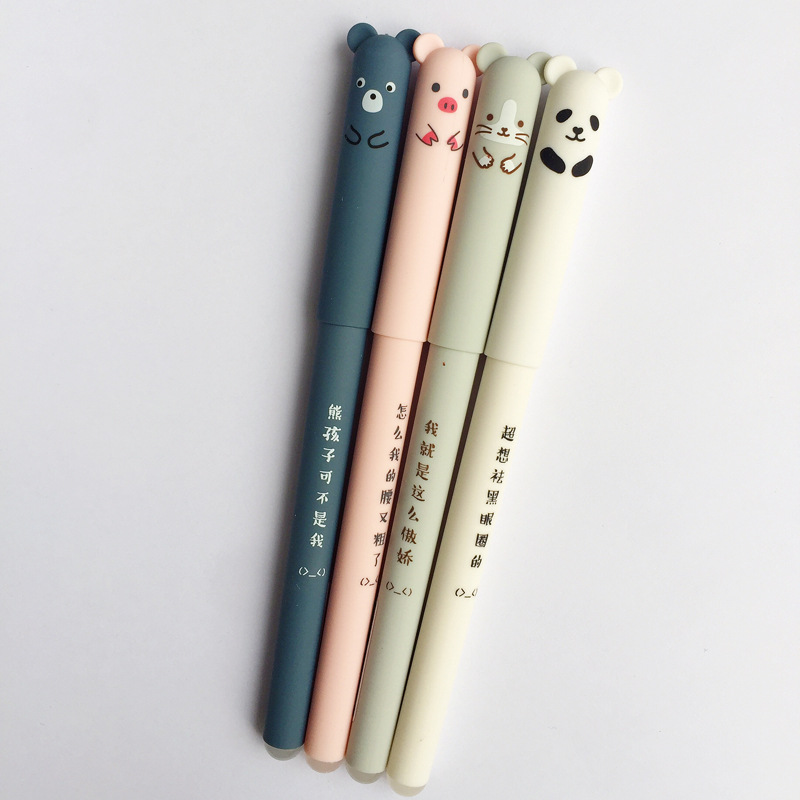 4 Pcs/Set Kawaii Pig Bear Cat Mouse Erasable Gel Pen School Office Supplies Stationery Gift 0.35mm Blue Black Ink 4 Pcs/Set Kawaii Pig Bear Cat Mouse Erasable Gel Pen School Office Supplies Stationery Gift 0.35mm Blue Black Ink