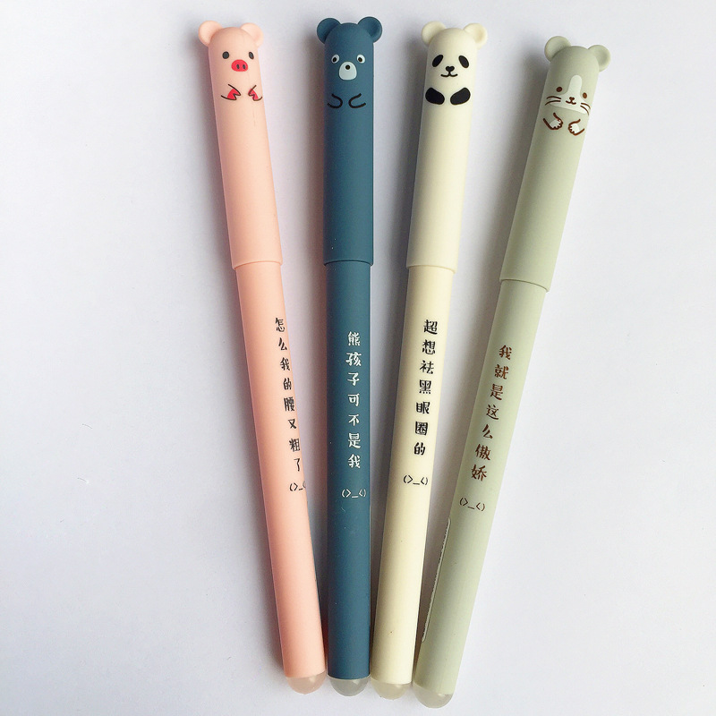 4 Pcs/Set Kawaii Pig Bear Cat Mouse Erasable Gel Pen School Office Supplies Stationery Gift 0.35mm Blue Black Ink 4 Pcs/Set Kawaii Pig Bear Cat Mouse Erasable Gel Pen School Office Supplies Stationery Gift 0.35mm Blue Black Ink