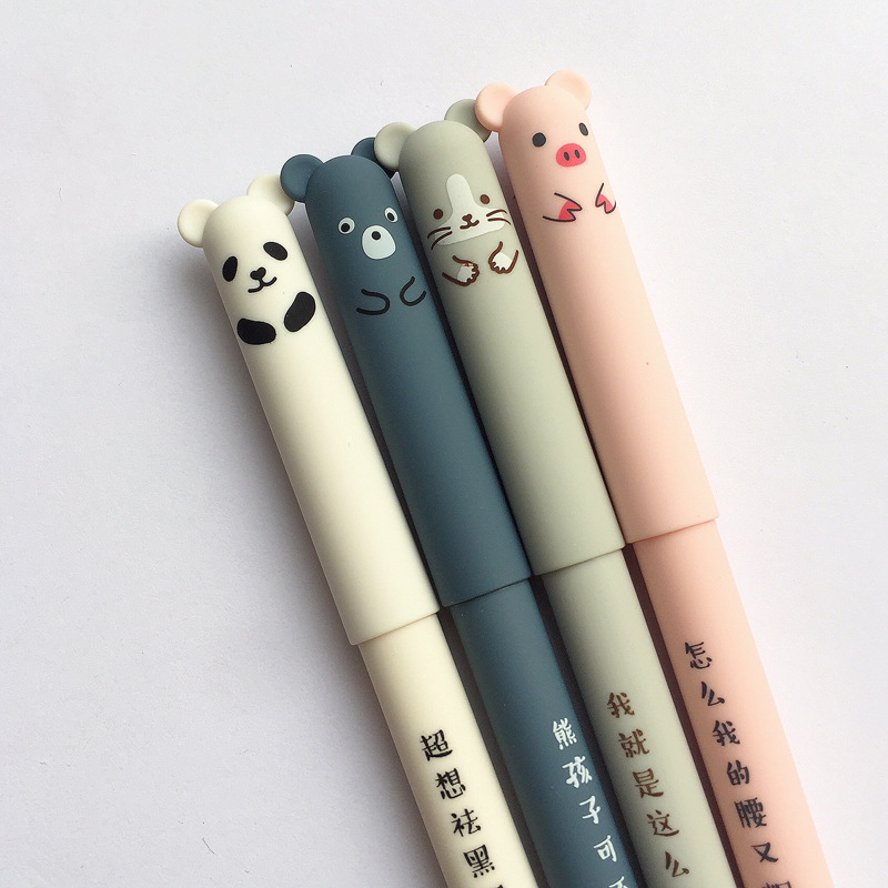 4 Pcs/Set Kawaii Pig Bear Cat Mouse Erasable Gel Pen School Office Supplies Stationery Gift 0.35mm Blue Black Ink 4 Pcs/Set Kawaii Pig Bear Cat Mouse Erasable Gel Pen School Office Supplies Stationery Gift 0.35mm Blue Black Ink