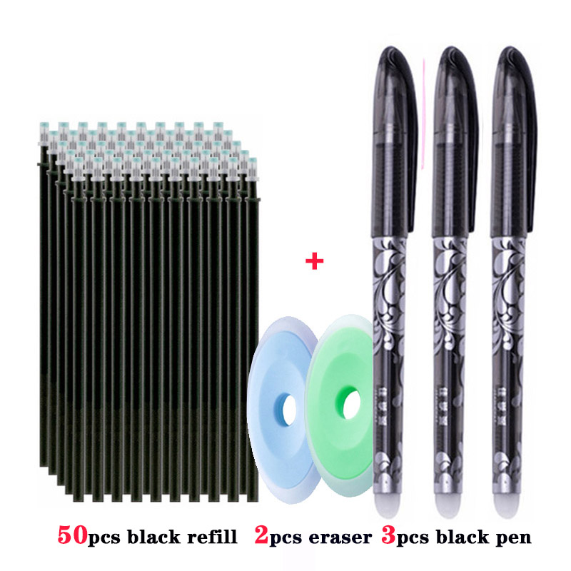 55pcs/set Colored Ink Erasable Pen Refills Rods 0.5mm Magic Erasable Gel Pen Washable Handle Office School Writing Stationery 55pcs/set Colored Ink Erasable Pen Refills Rods 0.5mm Magic Erasable Gel Pen Washable Handle Office School Writing Stationery