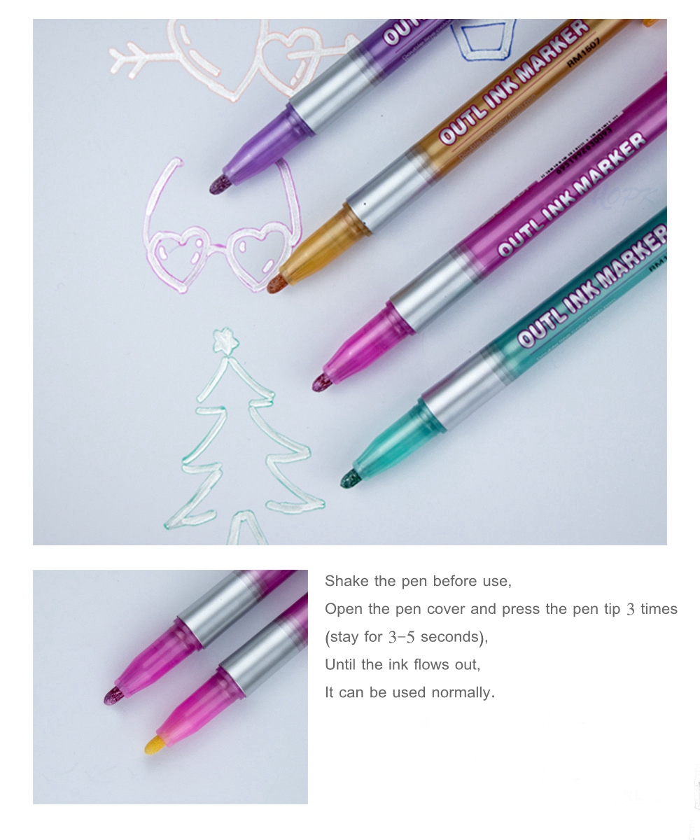 12 Color Double Line Outline Art Pen Marker Pen DIY Graffiti Outline Marker Pen Highlighter Scrapbook Bullet Diary Poster Card 12 Color Double Line Outline Art Pen Marker Pen DIY Graffiti Outline Marker Pen Highlighter Scrapbook Bullet Diary Poster Card