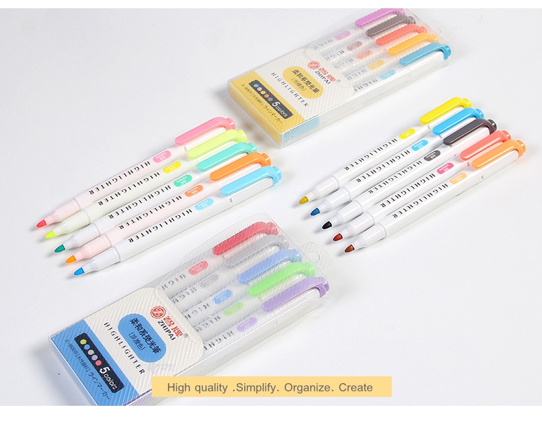 5 Colors/box Double Headed Highlighter Pen Set Fluorescent Markers Highlighters Pens Art Marker Japanese Cute Kawaii Stationery 5 Colors/box Double Headed Highlighter Pen Set Fluorescent Markers Highlighters Pens Art Marker Japanese Cute Kawaii Stationery