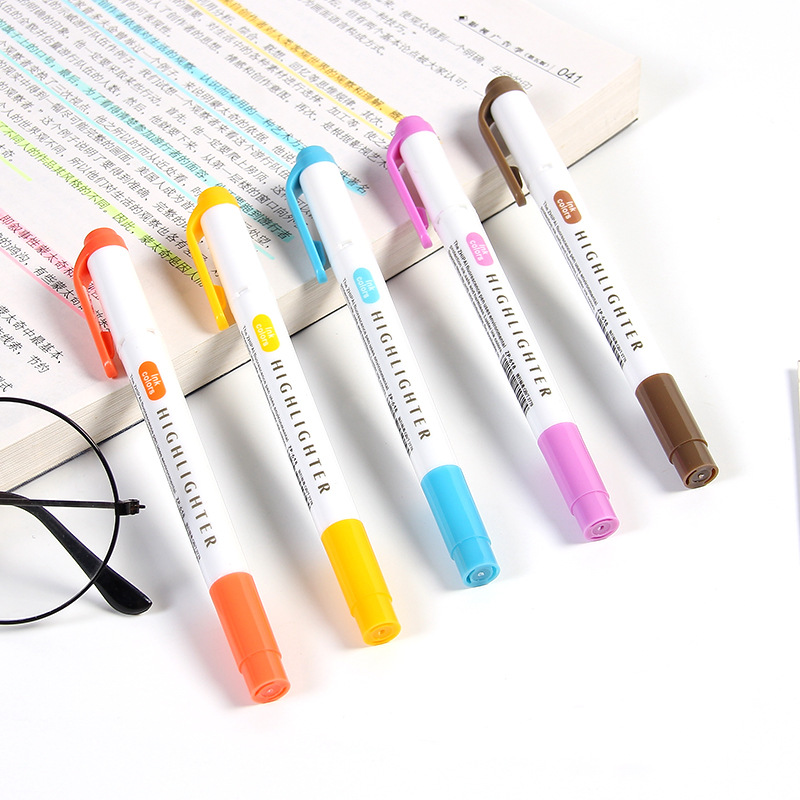 5 Colors/box Double Headed Highlighter Pen Set Fluorescent Markers Highlighters Pens Art Marker Japanese Cute Kawaii Stationery 5 Colors/box Double Headed Highlighter Pen Set Fluorescent Markers Highlighters Pens Art Marker Japanese Cute Kawaii Stationery