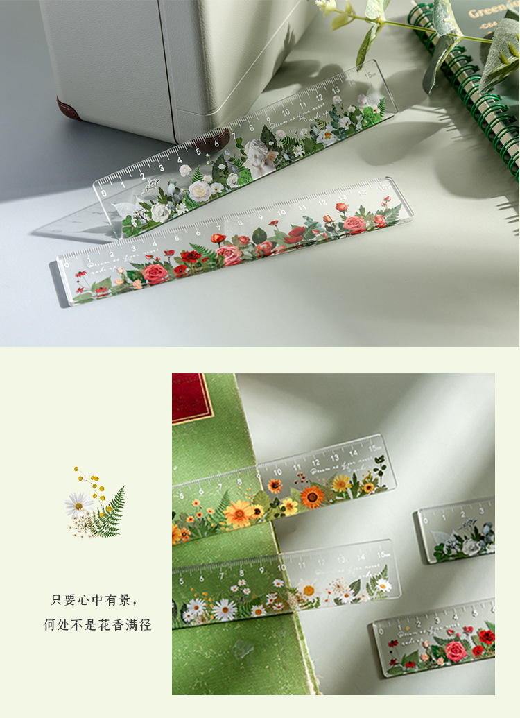 15 cm Daisy rose Ruler Multifunction diy Drawing Tools Student flower Rulers Double-duty School Office Supplies school supplies 15 cm Daisy rose Ruler Multifunction diy Drawing Tools Student flower Rulers Double-duty School Office Supplies school supplies