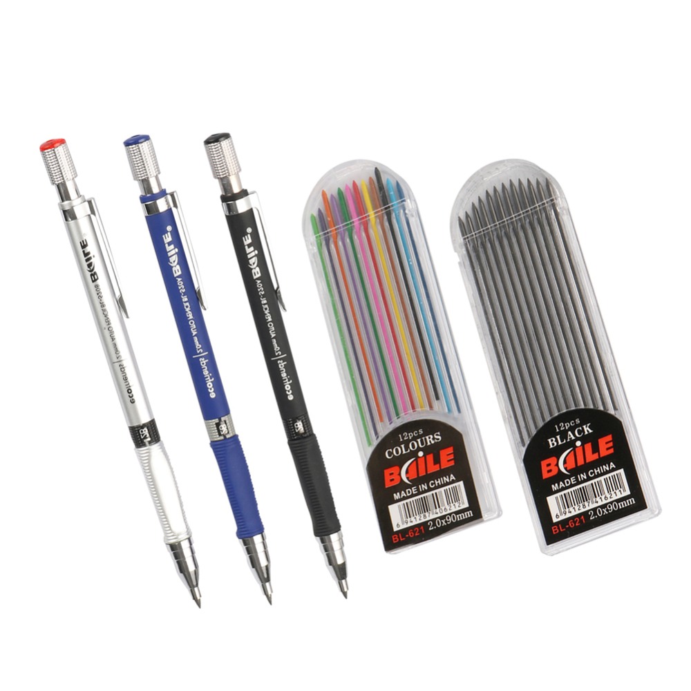 Writing Point 2.0mm Automatic Pencil Drawing Design Painting Mechanical Pencil Black/Colorful Refills School Office Stationery Writing Point 2.0mm Automatic Pencil Drawing Design Painting Mechanical Pencil Black/Colorful Refills School Office Stationery