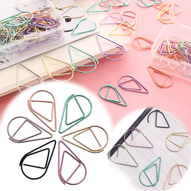 50 Pcs Metal Material Drop Shape Paper Clips Gold Silver Color Kawaii Cute Bookmark Clip Office School Stationery Drop bookmark 50 Pcs Metal Material Drop Shape Paper Clips Gold Silver Color Kawaii Cute Bookmark Clip Office School Stationery Drop bookmark