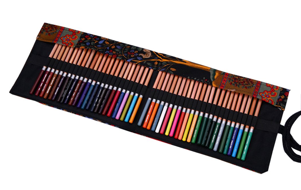 Elephant Red Black Tree National Style Pattern Canvas Colored Pencil Roll Wrap 12/24/36/48/72 Slots Storage Pencil Easy To Use Elephant Red Black Tree National Style Pattern Canvas Colored Pencil Roll Wrap 12/24/36/48/72 Slots Storage Pencil Easy To Use
