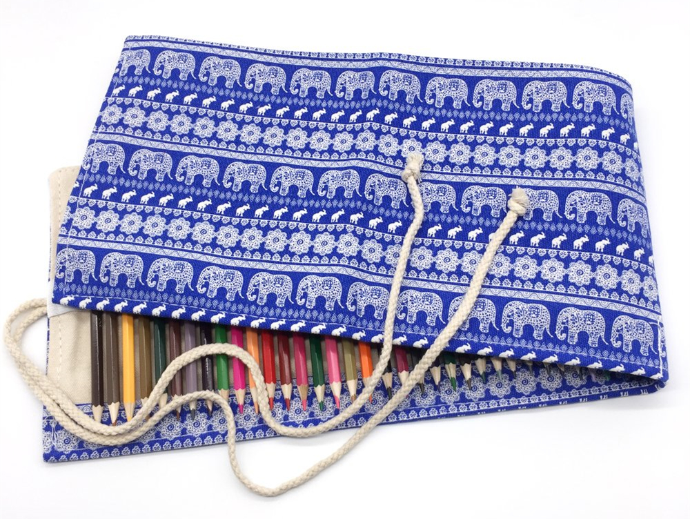 Elephant Red Black Tree National Style Pattern Canvas Colored Pencil Roll Wrap 12/24/36/48/72 Slots Storage Pencil Easy To Use Elephant Red Black Tree National Style Pattern Canvas Colored Pencil Roll Wrap 12/24/36/48/72 Slots Storage Pencil Easy To Use