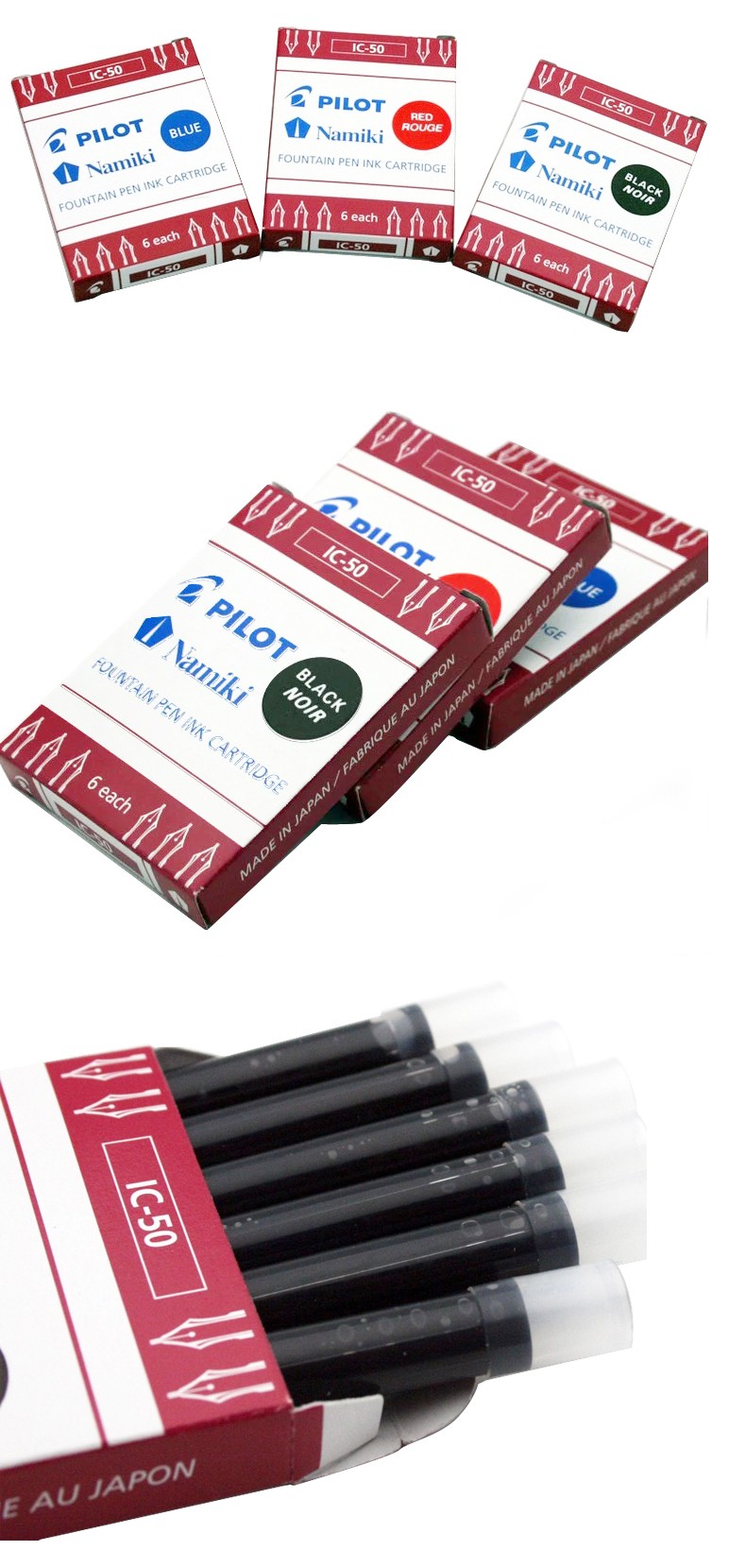 Pilot Namiki IC50 Fountain Pen Ink Cartridge Black/Blue/Red Writing Supplies IC-50 3 packs/6 packs/12 packs Pilot Namiki IC50 Fountain Pen Ink Cartridge Black/Blue/Red Writing Supplies IC-50 3 packs/6 packs/12 packs
