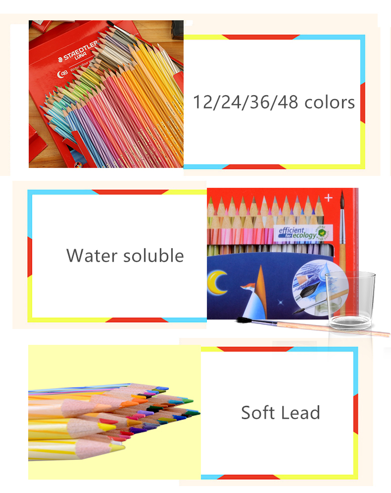 Staedtler Watercolor Pencils Set of 12/24/36/48 Colorful Drawing Pencils With Brush Staedtler Watercolor Pencils Set of 12/24/36/48 Colorful Drawing Pencils With Brush