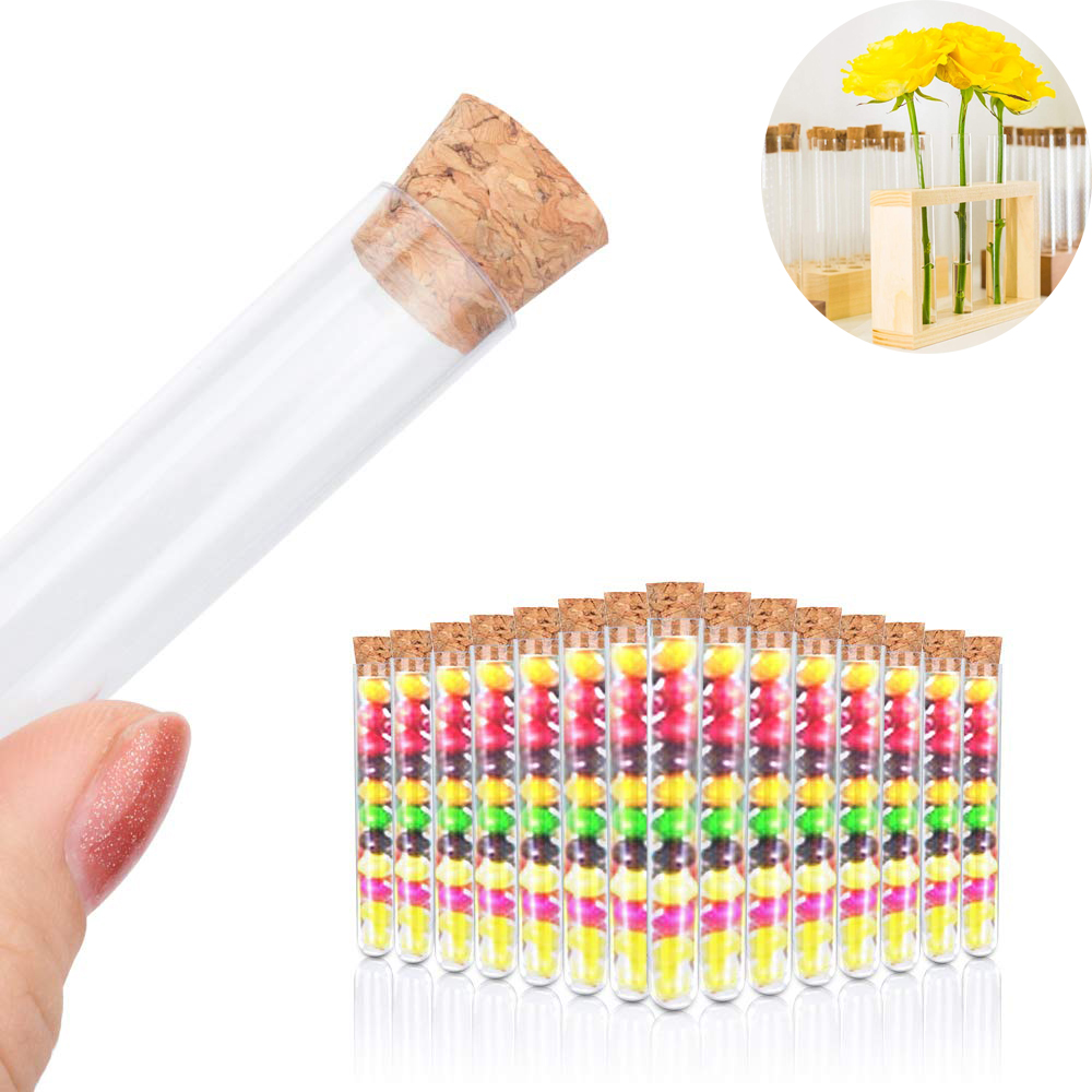 20Pcs 12x100mm Transparent Laboratory Clear Plastic Test Tubes With Corks Caps School Lab Supplies, Wedding Favor Gift Tube 20Pcs 12x100mm Transparent Laboratory Clear Plastic Test Tubes With Corks Caps School Lab Supplies, Wedding Favor Gift Tube