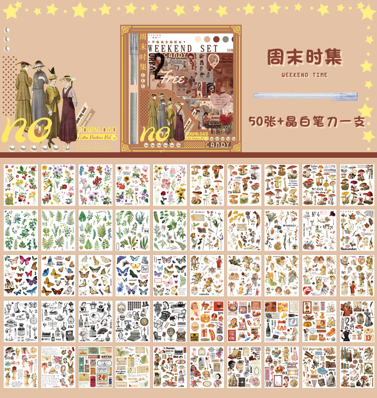 Yoofun 50 sheets Kawaii Sticker Pack Mini Pen Lovely Labels for Scrapbooking Journals Diary Decoration Stationery Yoofun 50 sheets Kawaii Sticker Pack Mini Pen Lovely Labels for Scrapbooking Journals Diary Decoration Stationery