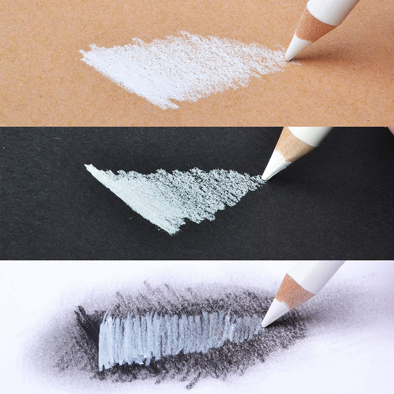 Dainayw White Charcoal Pencils Drawing Set, 6 Pcs Smooth Soft & Medium Sketching Pencil for Highlighting Art Supplies Dainayw White Charcoal Pencils Drawing Set, 6 Pcs Smooth Soft & Medium Sketching Pencil for Highlighting Art Supplies