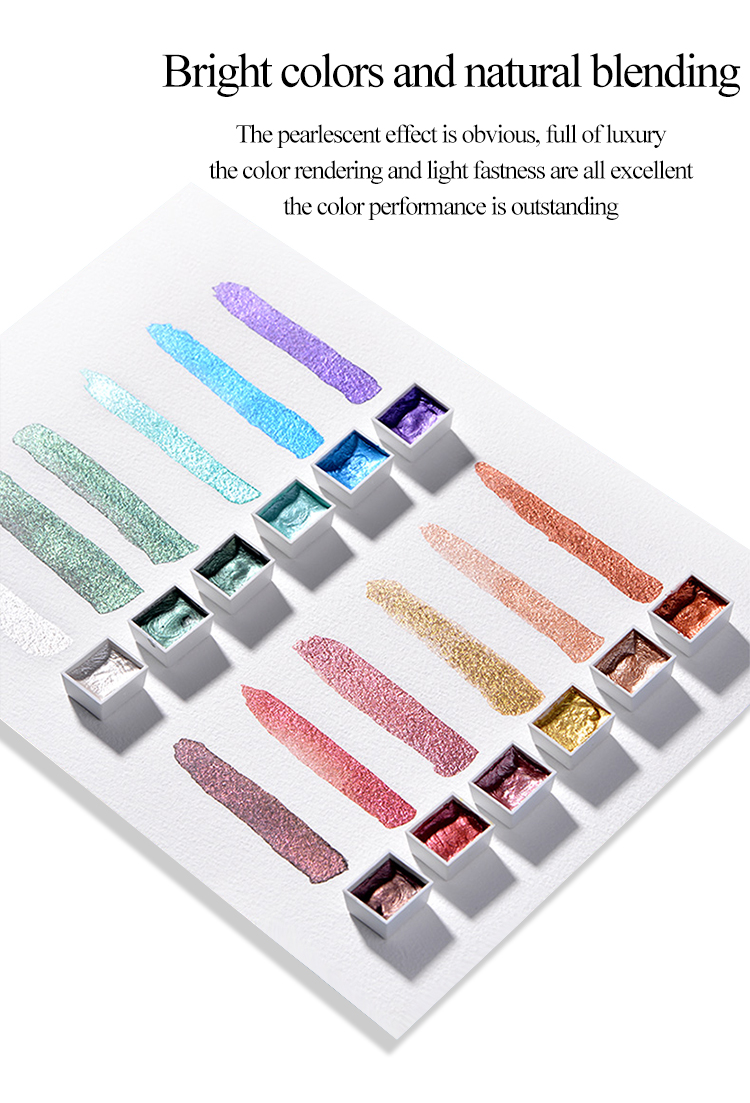 Pearlescent/Gem/Starry Solid Watercolor Paints 6/12 Colors Pearlescent Pigment Art Metallic Glitter Acuarela School Stationery Pearlescent/Gem/Starry Solid Watercolor Paints 6/12 Colors Pearlescent Pigment Art Metallic Glitter Acuarela School Stationery