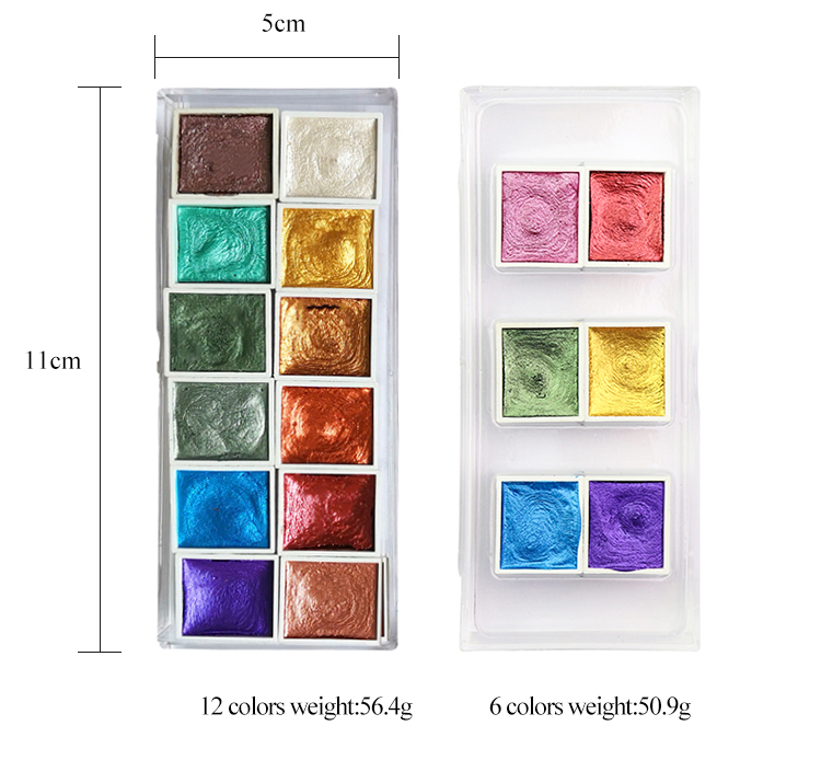 Pearlescent/Gem/Starry Solid Watercolor Paints 6/12 Colors Pearlescent Pigment Art Metallic Glitter Acuarela School Stationery Pearlescent/Gem/Starry Solid Watercolor Paints 6/12 Colors Pearlescent Pigment Art Metallic Glitter Acuarela School Stationery