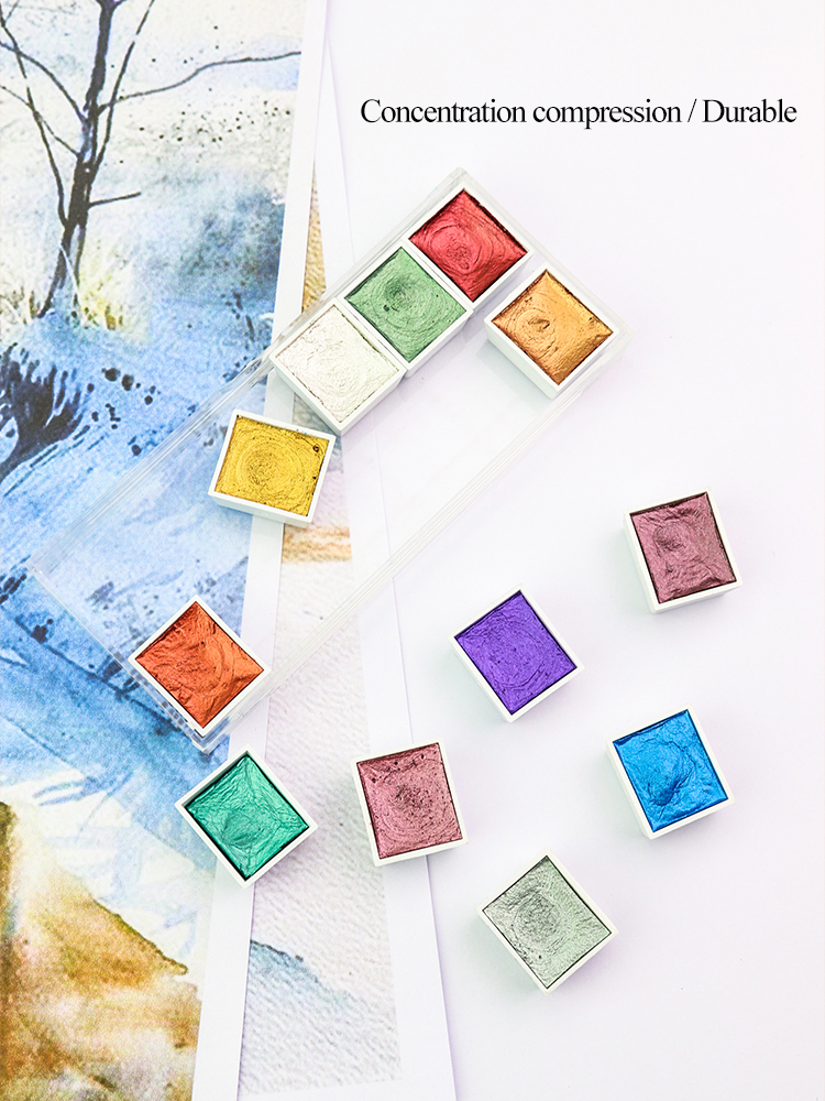 Pearlescent/Gem/Starry Solid Watercolor Paints 6/12 Colors Pearlescent Pigment Art Metallic Glitter Acuarela School Stationery Pearlescent/Gem/Starry Solid Watercolor Paints 6/12 Colors Pearlescent Pigment Art Metallic Glitter Acuarela School Stationery