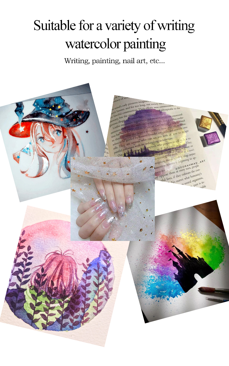 Pearlescent/Gem/Starry Solid Watercolor Paints 6/12 Colors Pearlescent Pigment Art Metallic Glitter Acuarela School Stationery Pearlescent/Gem/Starry Solid Watercolor Paints 6/12 Colors Pearlescent Pigment Art Metallic Glitter Acuarela School Stationery