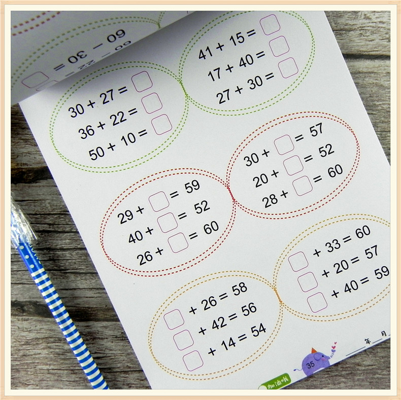 80 Pages / Book of Children's Addition and Subtraction Learning Mathematics Chinese Character Strokes Handwriting Exercise Books 80 Pages / Book of Children's Addition and Subtraction Learning Mathematics Chinese Character Strokes Handwriting Exercise Books