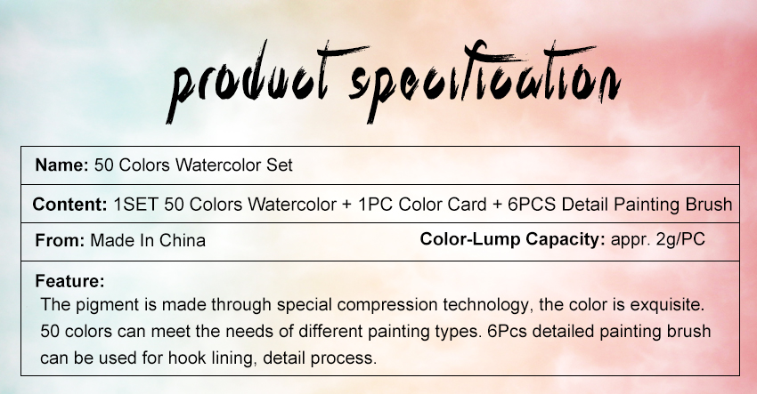 SeamiArt 50Color Solid Watercolor Paint Set Portable Metal Box Watercolor Pigment for Beginner Drawing Watercolor Paper Supplies SeamiArt 50Color Solid Watercolor Paint Set Portable Metal Box Watercolor Pigment for Beginner Drawing Watercolor Paper Supplies
