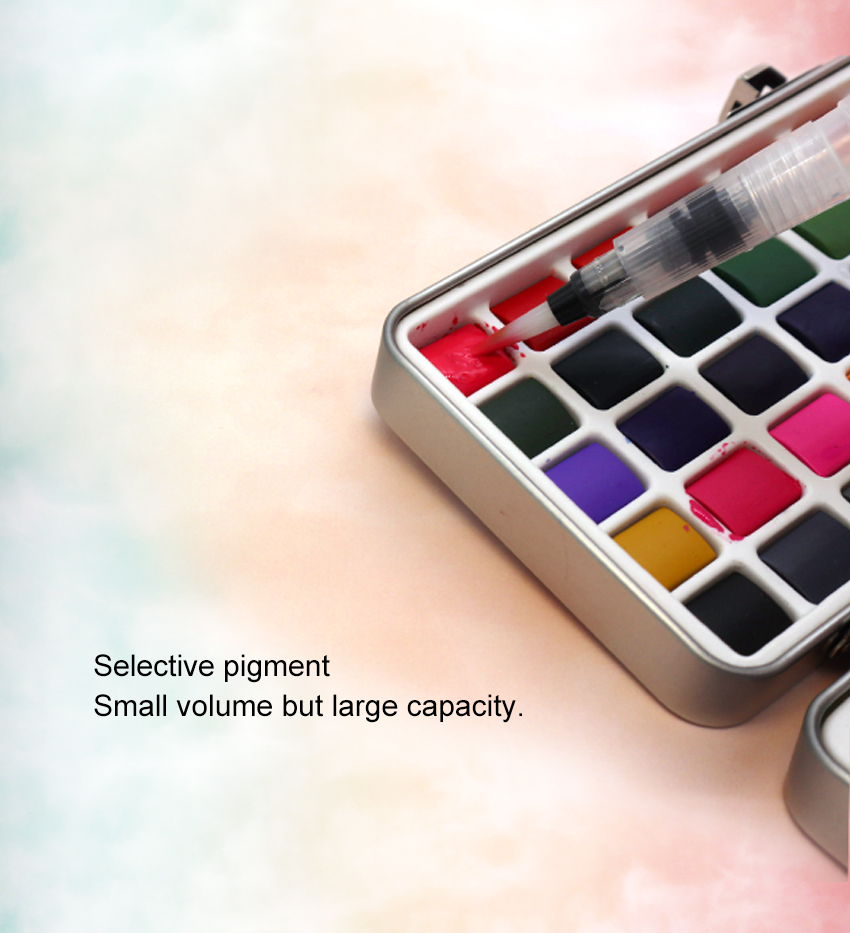 SeamiArt 50Color Solid Watercolor Paint Set Portable Metal Box Watercolor Pigment for Beginner Drawing Watercolor Paper Supplies SeamiArt 50Color Solid Watercolor Paint Set Portable Metal Box Watercolor Pigment for Beginner Drawing Watercolor Paper Supplies