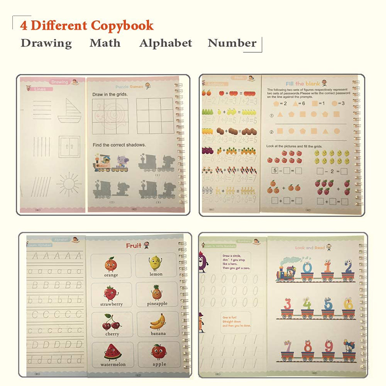 Magic Book Montessori Calligraphy Copybook Children's Notebook Reusable Calligraphy Handwriting Copybook Copybook Writing Gifts Magic Book Montessori Calligraphy Copybook Children's Notebook Reusable Calligraphy Handwriting Copybook Copybook Writing Gifts