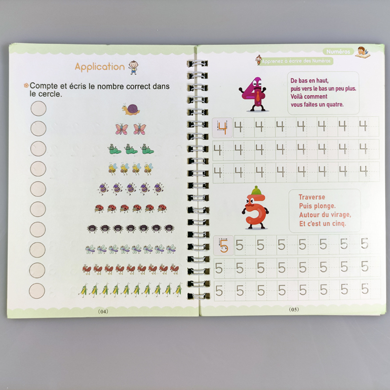 French 3D Groove Magic Practice Copybook Children's Book Learning Numbers French Letters Calligraphy Writing Exercise Books Gift French 3D Groove Magic Practice Copybook Children's Book Learning Numbers French Letters Calligraphy Writing Exercise Books Gift