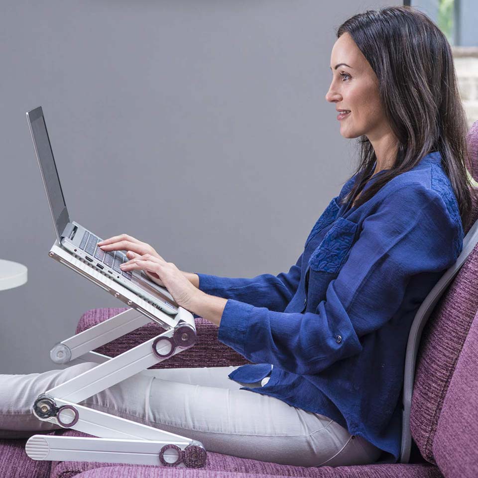 RAINBEAM Adjustable Aluminum Laptop Desk Stand Table Vented Ergonomic TV Bed Lap Desk Work from Home Office Riser Couch Silver RAINBEAM Adjustable Aluminum Laptop Desk Stand Table Vented Ergonomic TV Bed Lap Desk Work from Home Office Riser Couch Silver