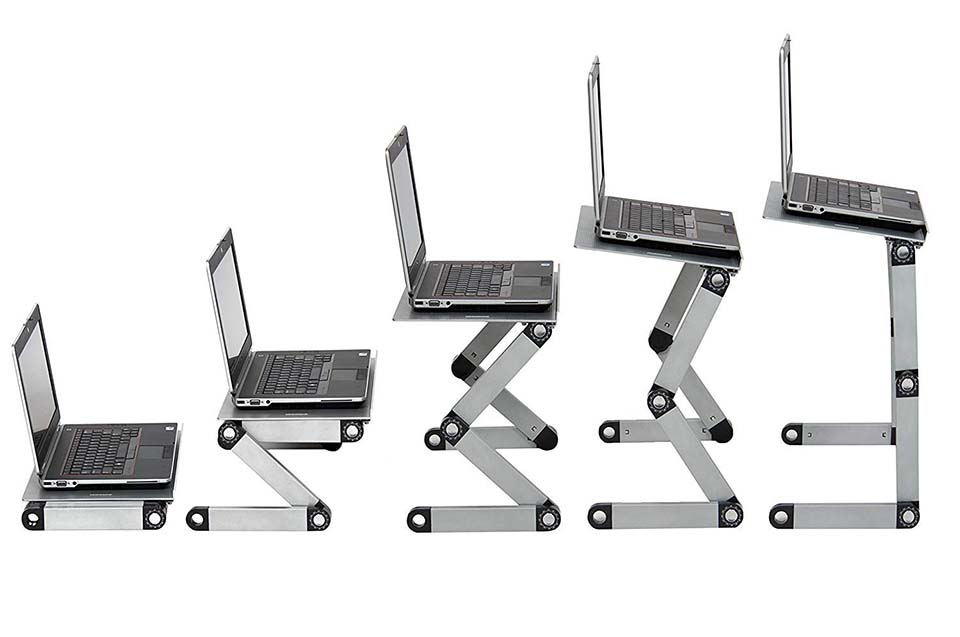 RAINBEAM Adjustable Aluminum Laptop Desk Stand Table Vented Ergonomic TV Bed Lap Desk Work from Home Office Riser Couch Silver RAINBEAM Adjustable Aluminum Laptop Desk Stand Table Vented Ergonomic TV Bed Lap Desk Work from Home Office Riser Couch Silver