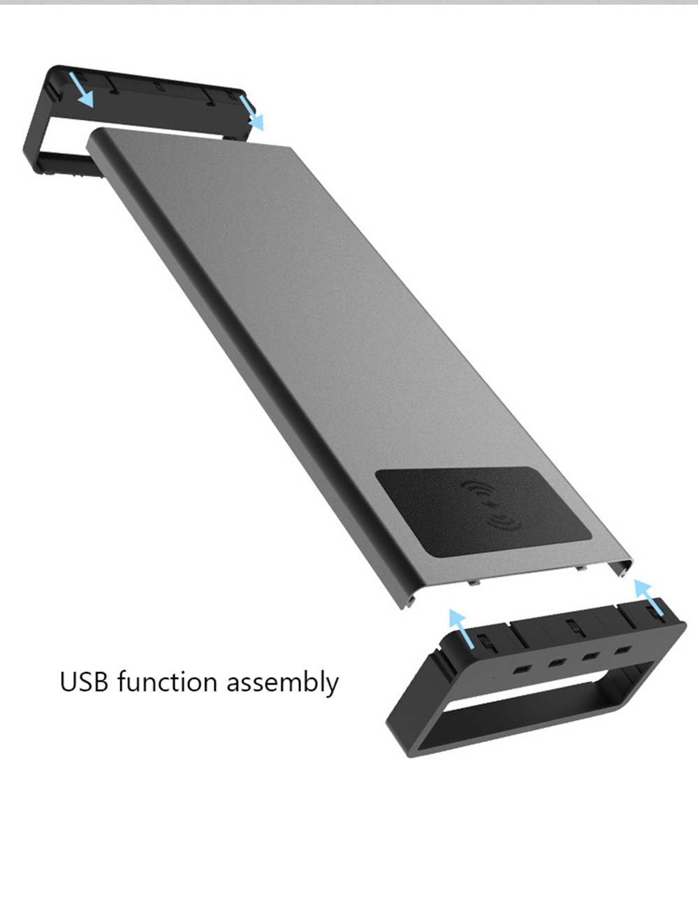 USB 3.0 Laptop Desk Stand Aluminum Monitor Stand Computer Riser Support Transfer Wireless Data Charging Office Table Organizer USB 3.0 Laptop Desk Stand Aluminum Monitor Stand Computer Riser Support Transfer Wireless Data Charging Office Table Organizer