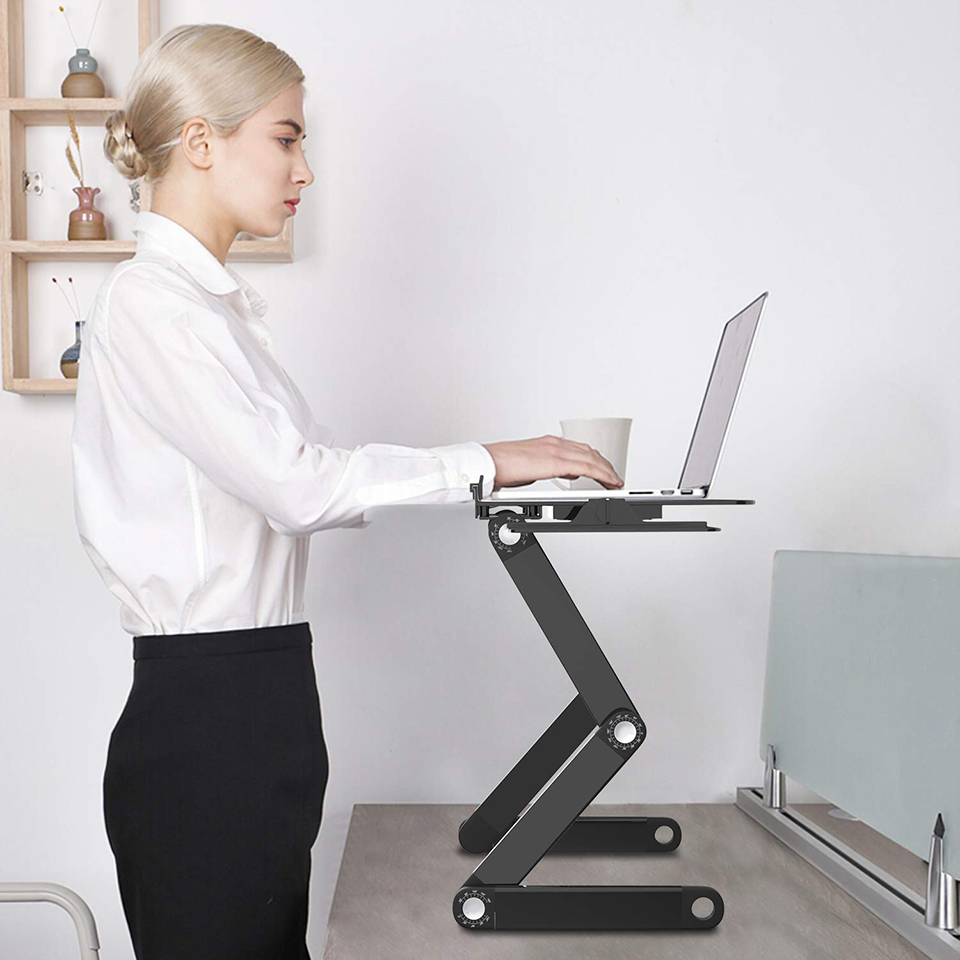 RAINBEAM Adjustable Aluminum Laptop Desk for Bed Table Ergonomic Portable Notebook Stand Tray Sofa Bed with Mouse Pad Black RAINBEAM Adjustable Aluminum Laptop Desk for Bed Table Ergonomic Portable Notebook Stand Tray Sofa Bed with Mouse Pad Black