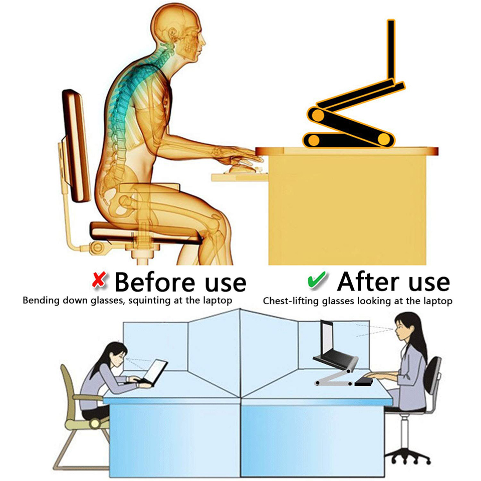 RAINBEAM Adjustable Aluminum Laptop Desk for Bed Table Ergonomic Portable Notebook Stand Tray Sofa Bed with Mouse Pad Black RAINBEAM Adjustable Aluminum Laptop Desk for Bed Table Ergonomic Portable Notebook Stand Tray Sofa Bed with Mouse Pad Black