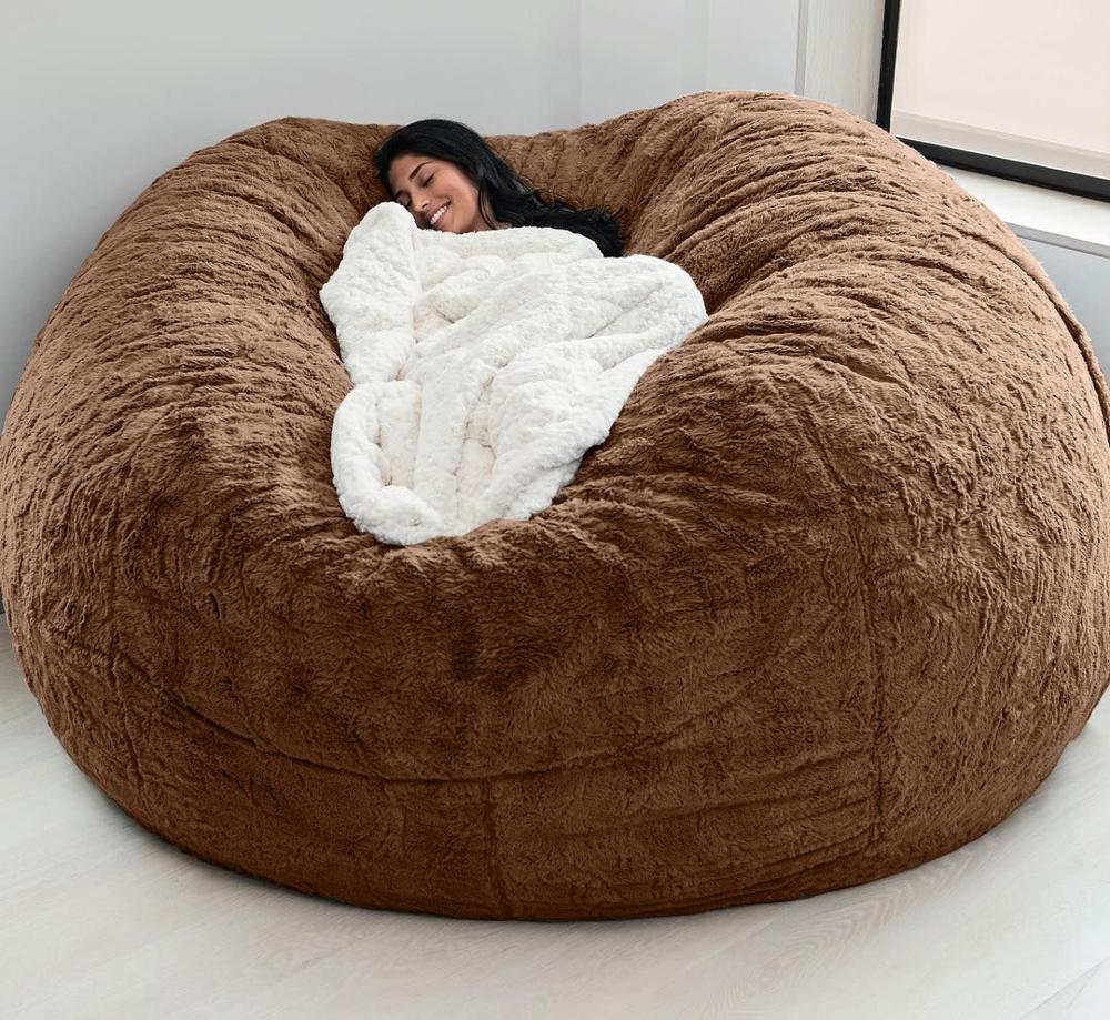 Giant Fur Bean Bag Chair Cover Living Room Furniture Big Round Soft Fluffy Faux Fur Cover 6ft 7ft Drop shipping Giant Fur Bean Bag Chair Cover Living Room Furniture Big Round Soft Fluffy Faux Fur Cover 6ft 7ft Drop shipping
