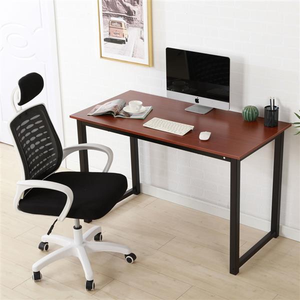 Rustic Iron Frame Wood Grain Veneer Surface High Density Board Table 47*24*29" Teak Color Rustic Iron Frame Wood Grain Veneer Surface High Density Board Table 47*24*29" Teak Color