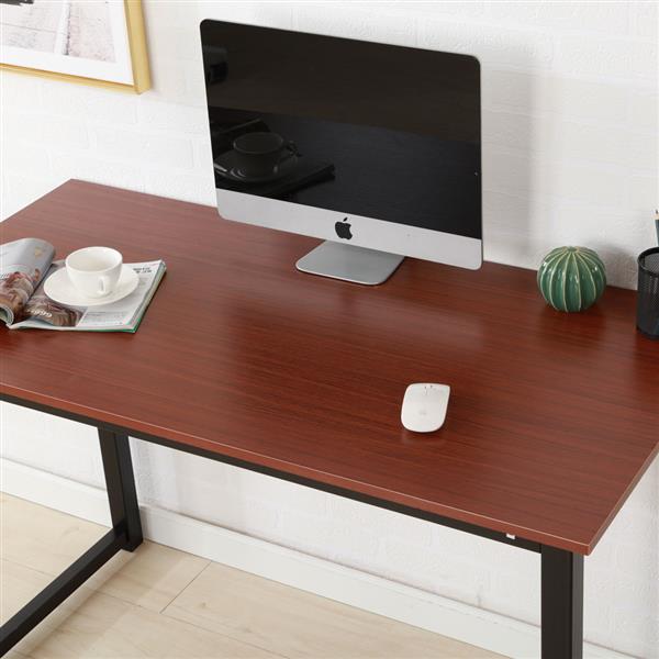 Rustic Iron Frame Wood Grain Veneer Surface High Density Board Table 47*24*29" Teak Color Rustic Iron Frame Wood Grain Veneer Surface High Density Board Table 47*24*29" Teak Color