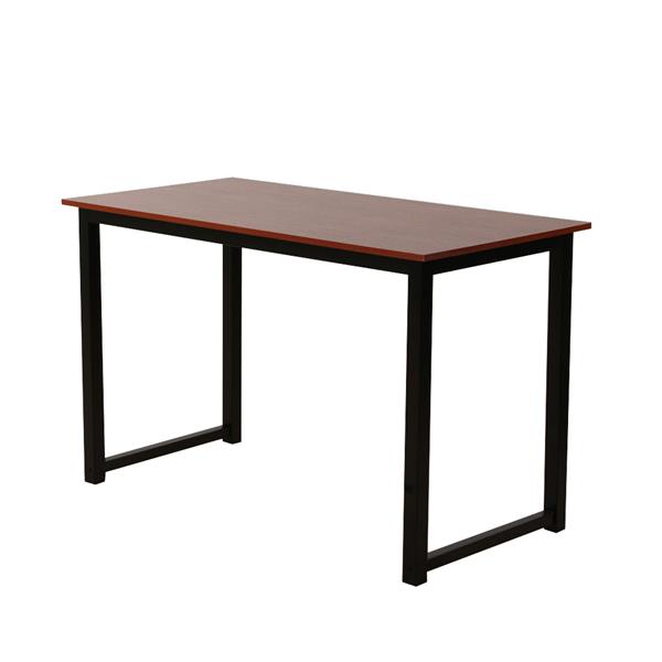 Rustic Iron Frame Wood Grain Veneer Surface High Density Board Table 47*24*29" Teak Color Rustic Iron Frame Wood Grain Veneer Surface High Density Board Table 47*24*29" Teak Color