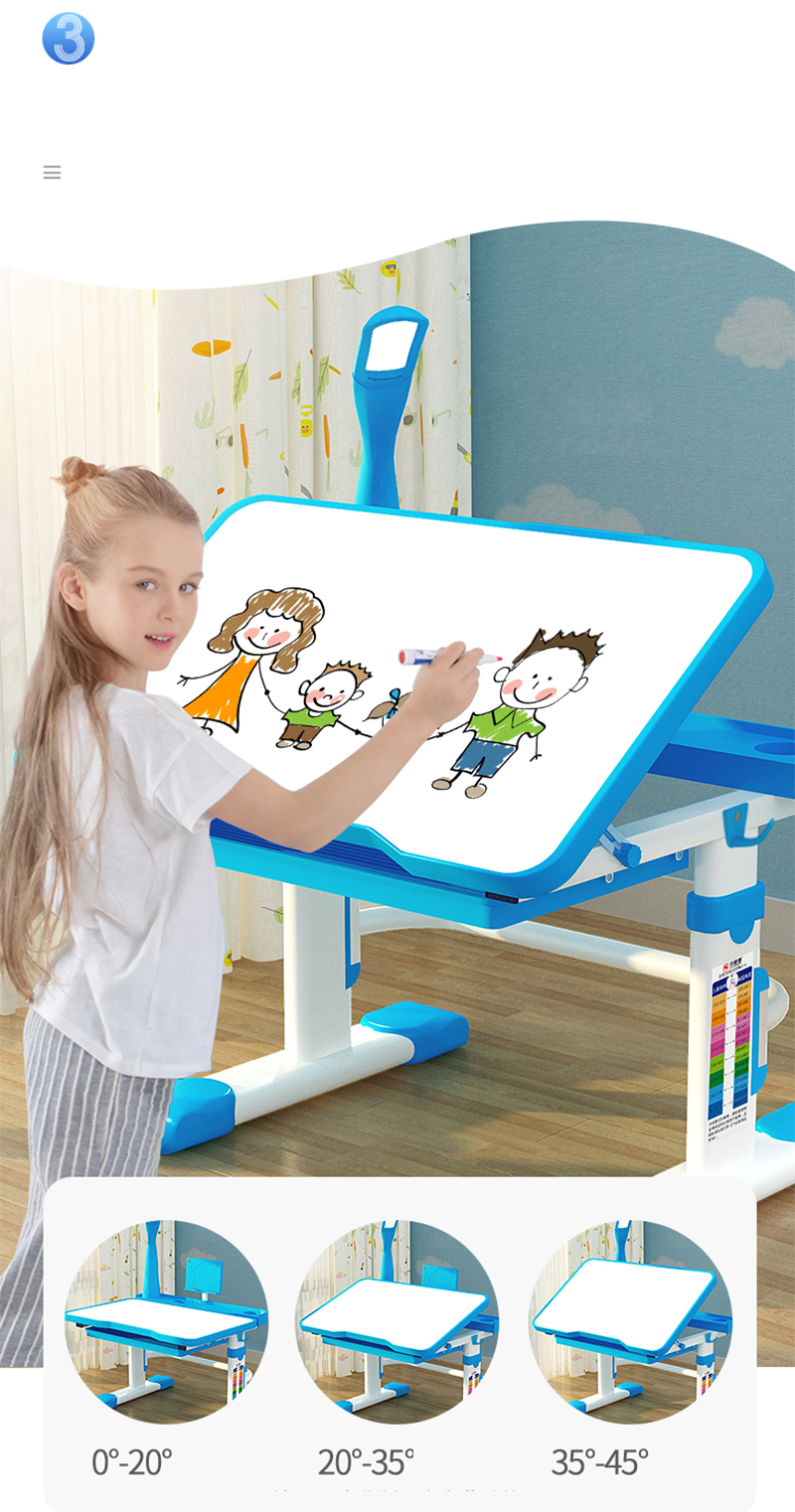 Children’s desk and chair set with Tilt Desktop, LED Light and Drawer for kids Functional kid’s study writing table desk set Children’s desk and chair set with Tilt Desktop, LED Light and Drawer for kids Functional kid’s study writing table desk set