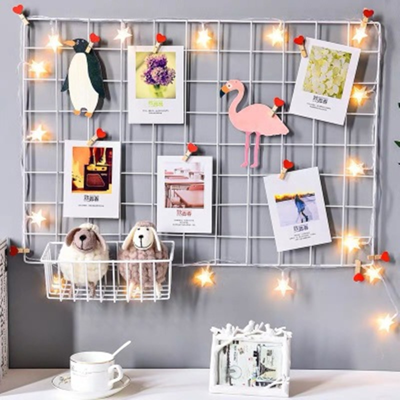 Ins Nordic Home Wall Decoration Iron Grid Decor Photo Frame Postcards DIY Wall Art Display Storage Rack Holder Shelf Organizer Ins Nordic Home Wall Decoration Iron Grid Decor Photo Frame Postcards DIY Wall Art Display Storage Rack Holder Shelf Organizer
